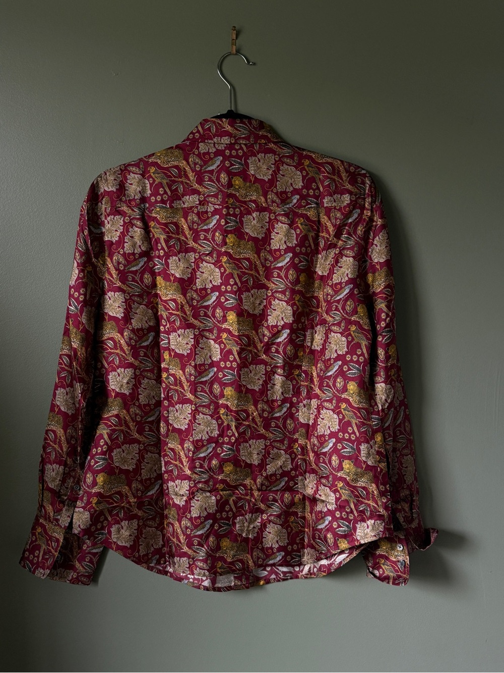 J.Crew Collection Silk Twill Shirt in Jungle Cat Print - Size 10 - Picture 5 of 6